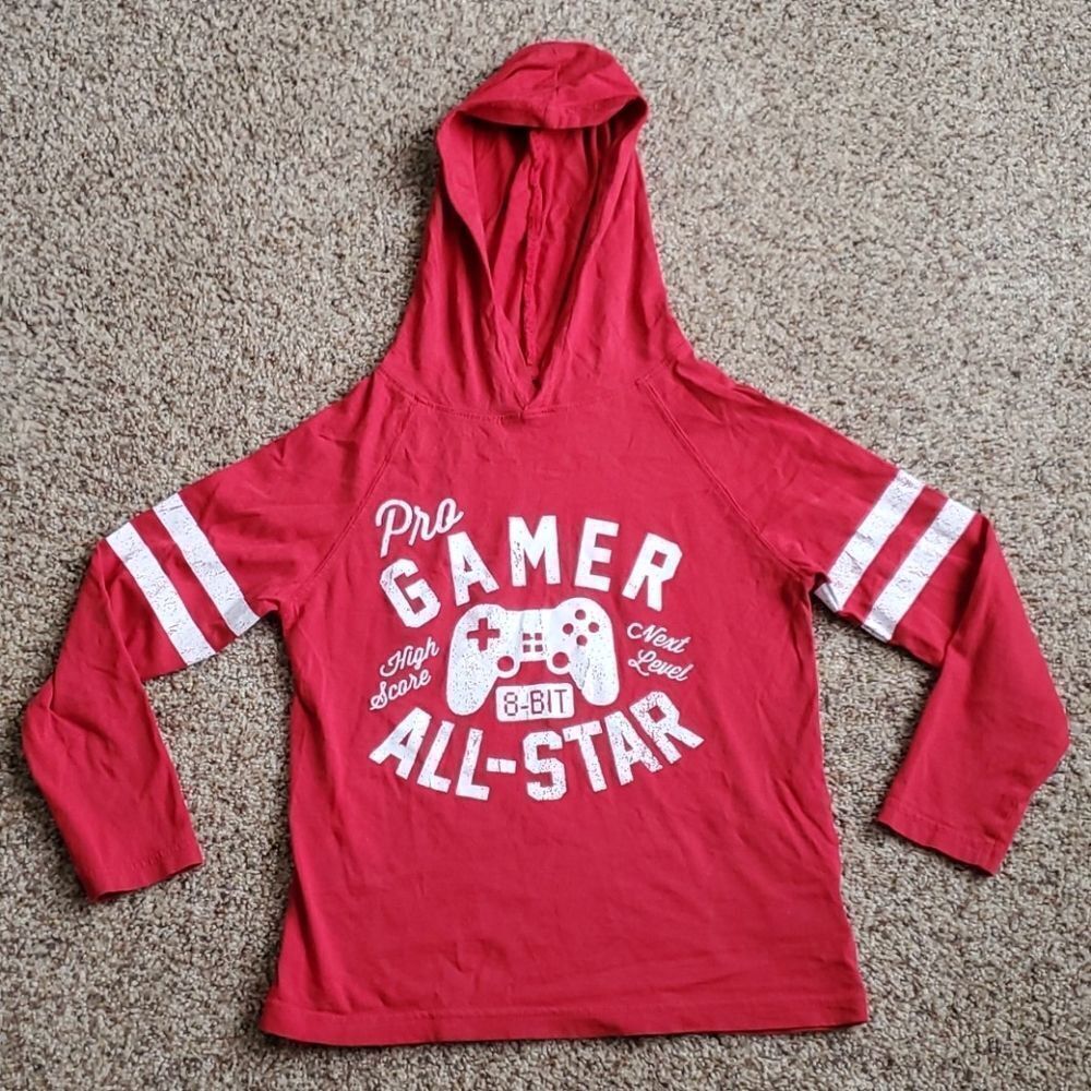 Rumi & Ryder Red Pro Gamer Hooded Long Sleeve Tee Small